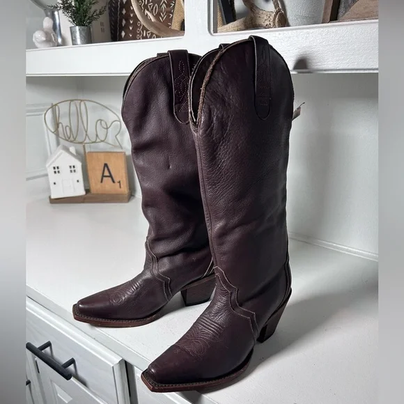 JB Dillon Dark Brown Leather Western Cowboy Boots Women’s 6B New With Tags - Picture 1 of 8